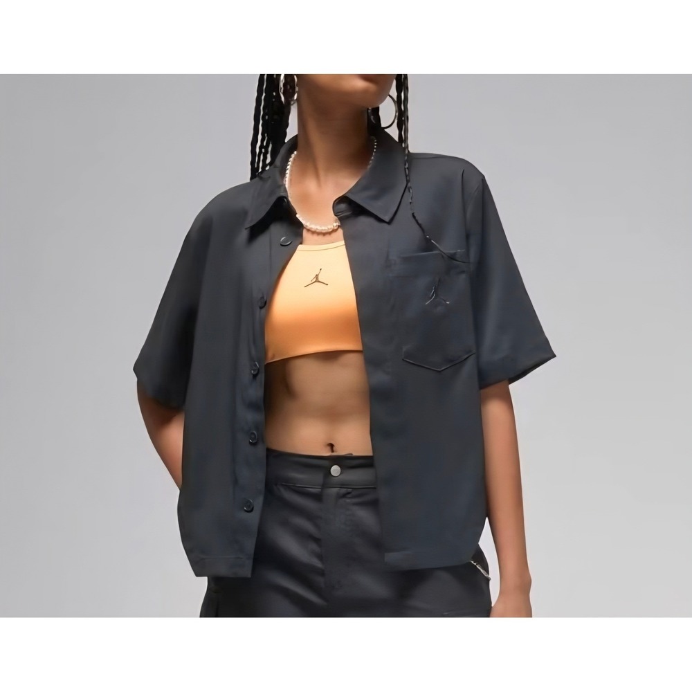 Jordan Women Black Short Sleeve shirt XS Button Down